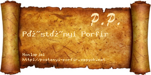 Pöstényi Porfir névjegykártya